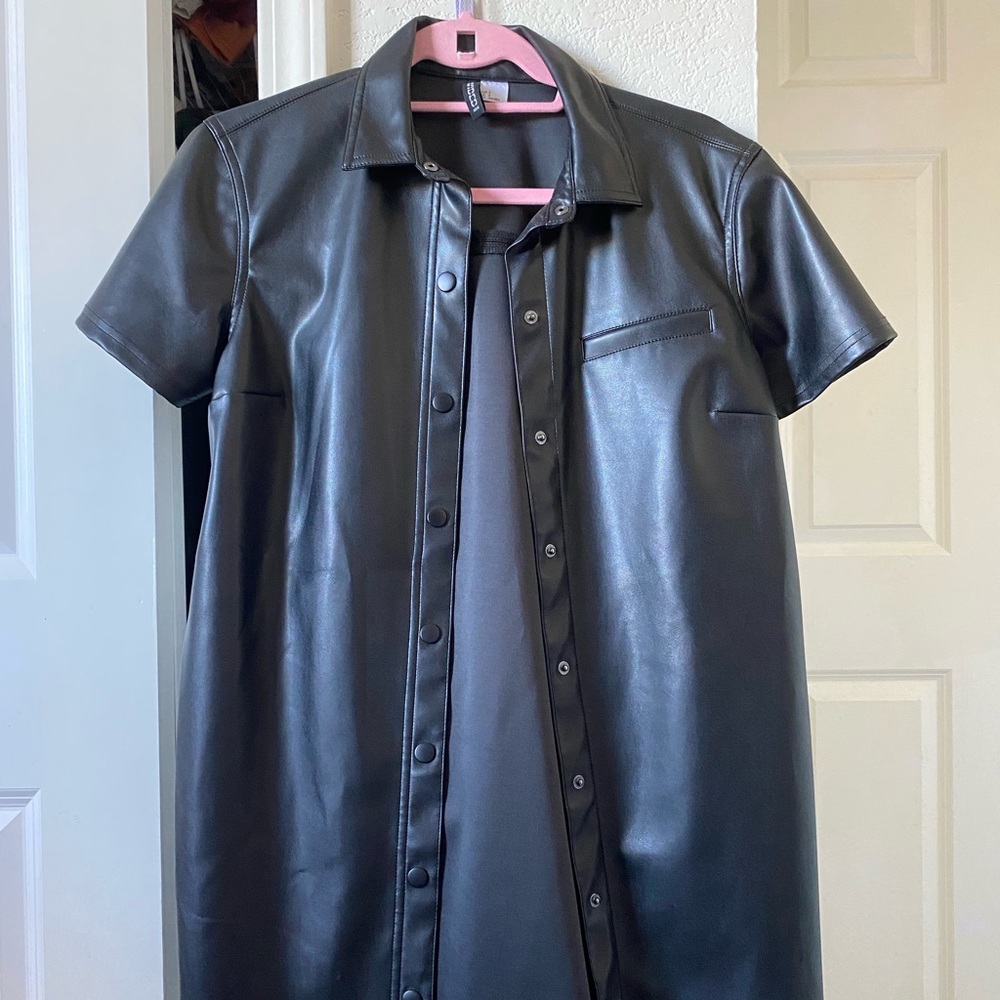 Black leather dress